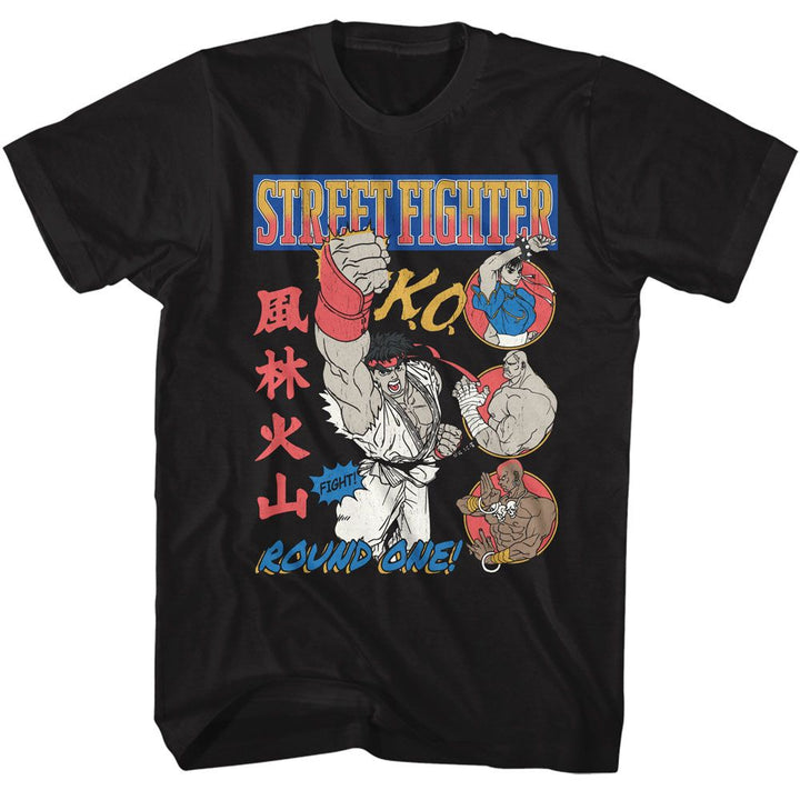 Street Fighter - Round One Comic - American Classics - Solid Black Adult Short Sleeve T-Shirt
