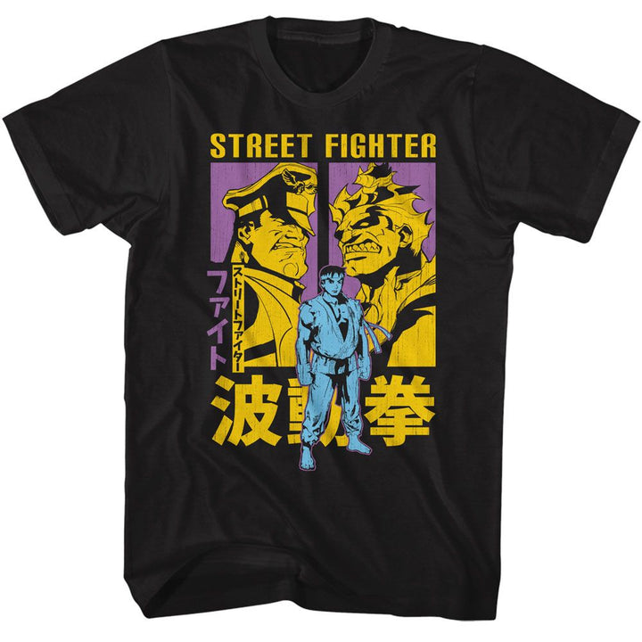 Street Fighter - Ryu Akuma And M Bison - American Classics - Solid Black Adult Short Sleeve T-Shirt