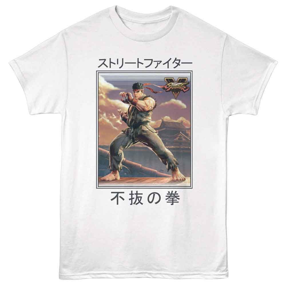 Street Fighter - Boxy 5 - Front Print Adult Short Sleeve Solid T-Shirt - White