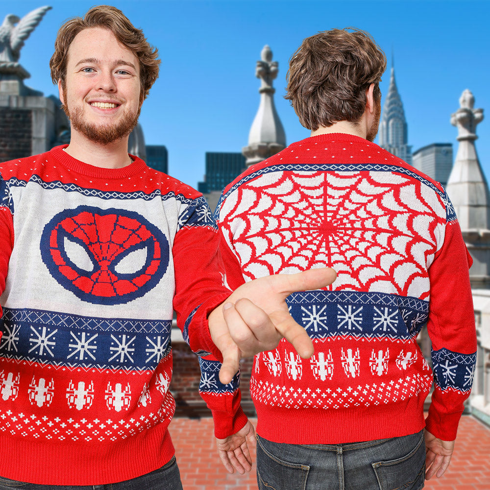 Marvel Spider-Man Symbol Offcially Licesned Adult Holiday Ugly Christmas Sweater