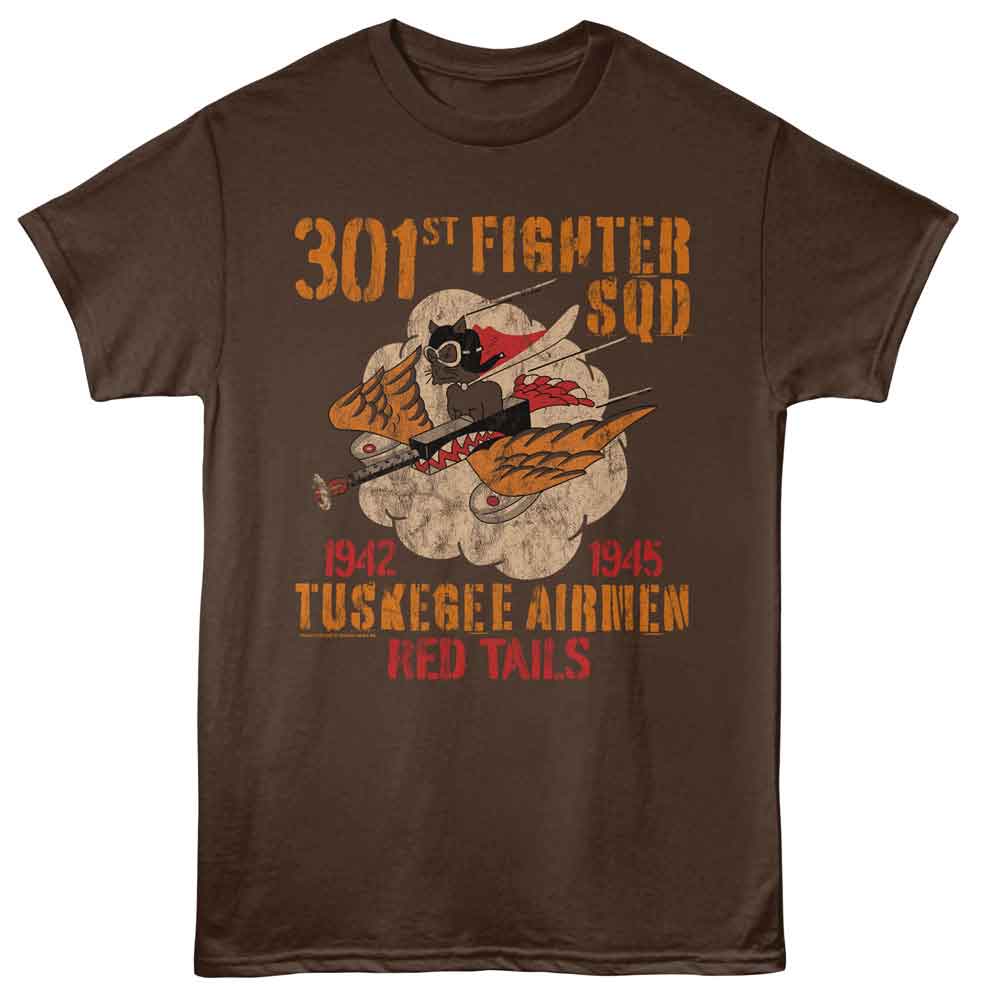 Tuskegee Airmen - 301st Fighter Squadron - Officially Licensed Dark Chocolate Adult Short Sleeve T-Shirt