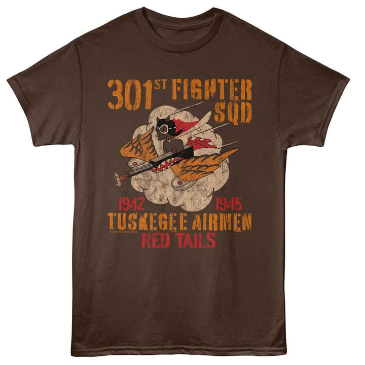 Tuskegee Airmen - 301st Fighter Squadron - Officially Licensed Dark Chocolate Adult Short Sleeve T-Shirt