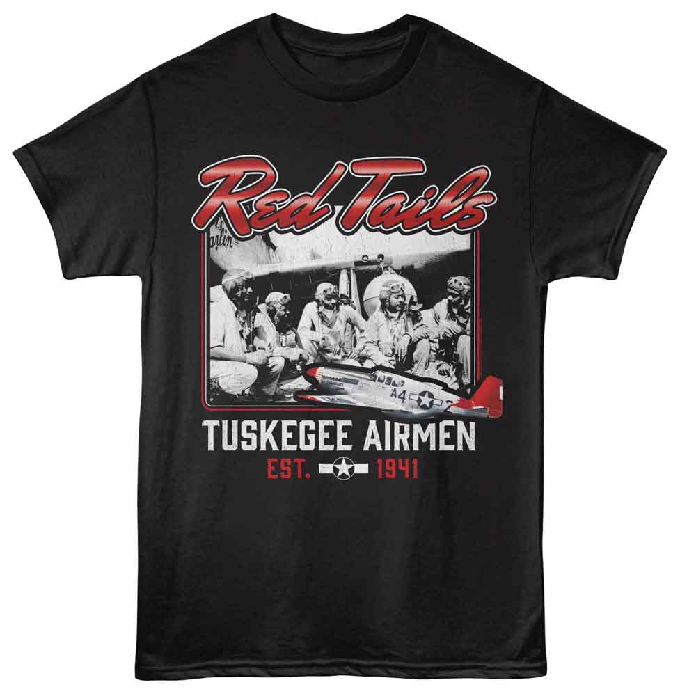 Tuskegee Airmen - Red Tails - Officially Licensed Black Adult Short Sleeve T-Shirt