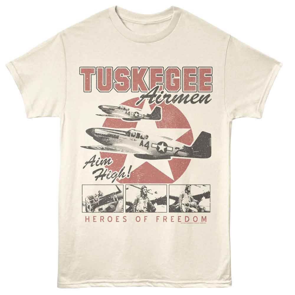 Tuskegee Airmen - Aim High - Officially Licensed Natural Adult Short Sleeve T-Shirt