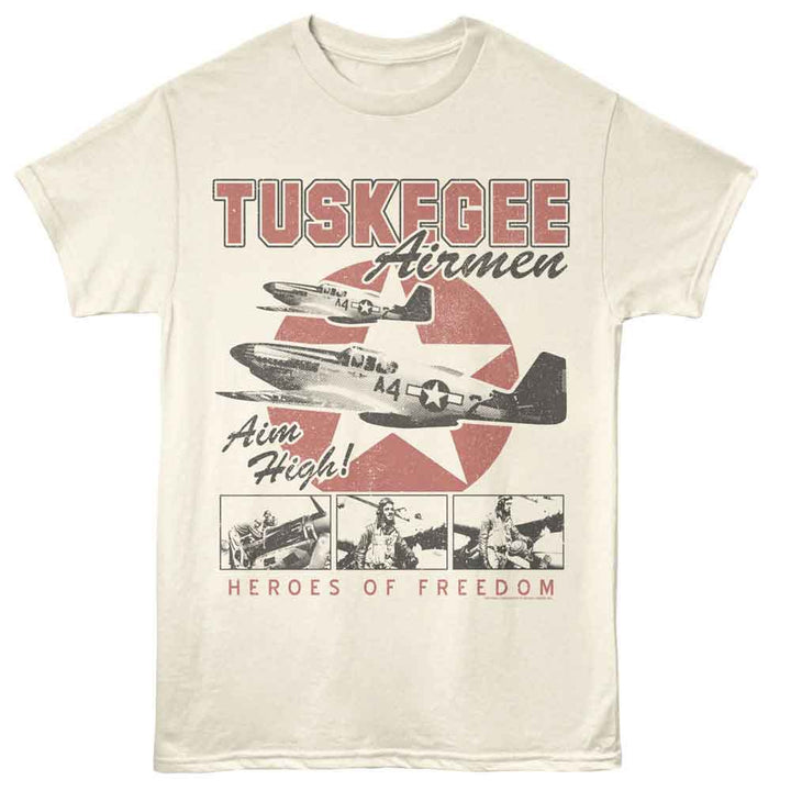 Tuskegee Airmen - Aim High - Officially Licensed Natural Adult Short Sleeve T-Shirt