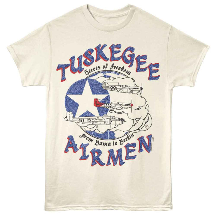 Tuskegee Airmen - Bama To Berlin - Off-White - Front Print Solid Adult Unisex Short Sleeve T-Shirt