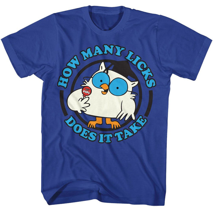 Tootsie Roll - Mr Owl Licks - American Classics - Solid Blue Adult Short Sleeve T-Shirt