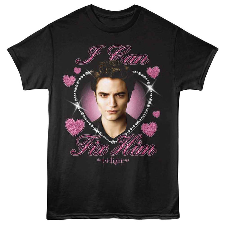 Twilight - I Can Fix Him - Front Print Adult Short Sleeve Solid T-Shirt - Black