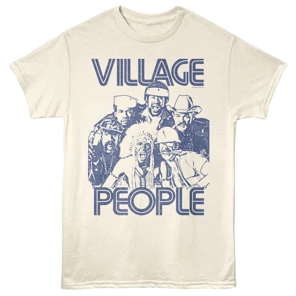 Village People - Monochrome - Off-White - Front Print Solid Adult Unisex Short Sleeve T-Shirt