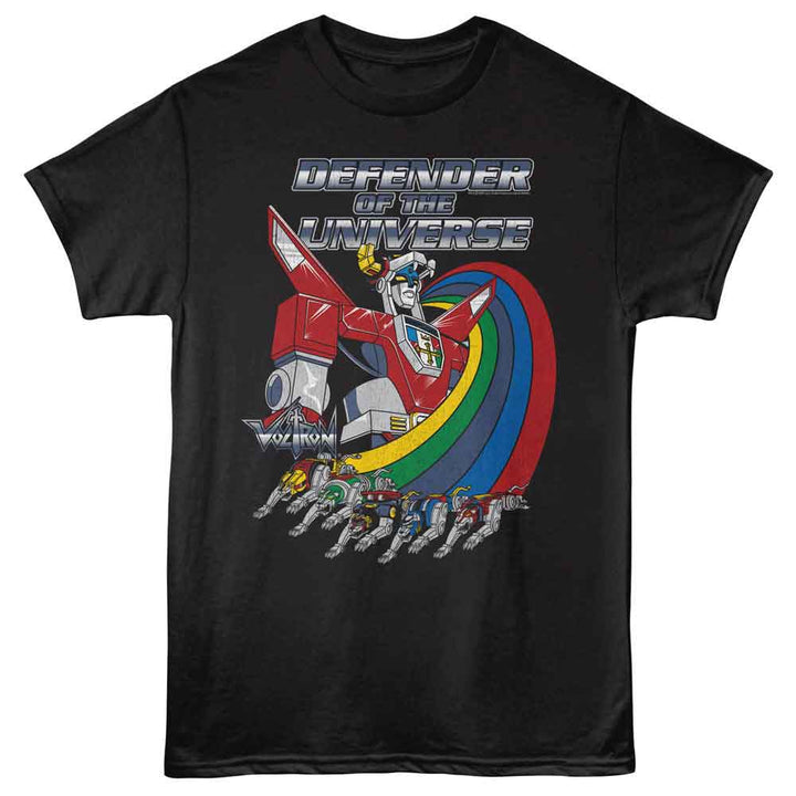 Voltron - Lion Rainbow - Front Print Adult Short Sleeve Solid T-Shirt - Black