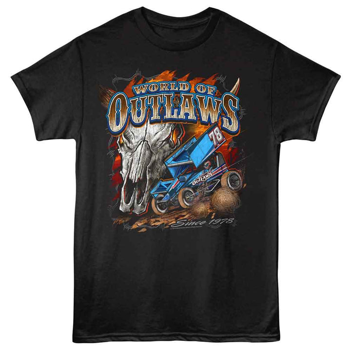 World Of Outlaws - Skull 1978 - American Classics - Black Adult Short Sleeve T-Shirt