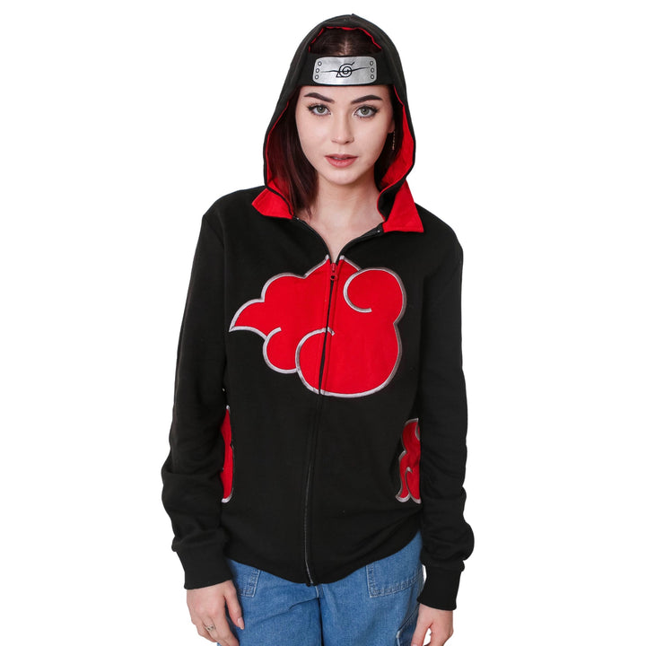 Naruto Shippuden Itachi Akatsuki Hidden Leaf Symbol Cosplay Hoodie With Headband