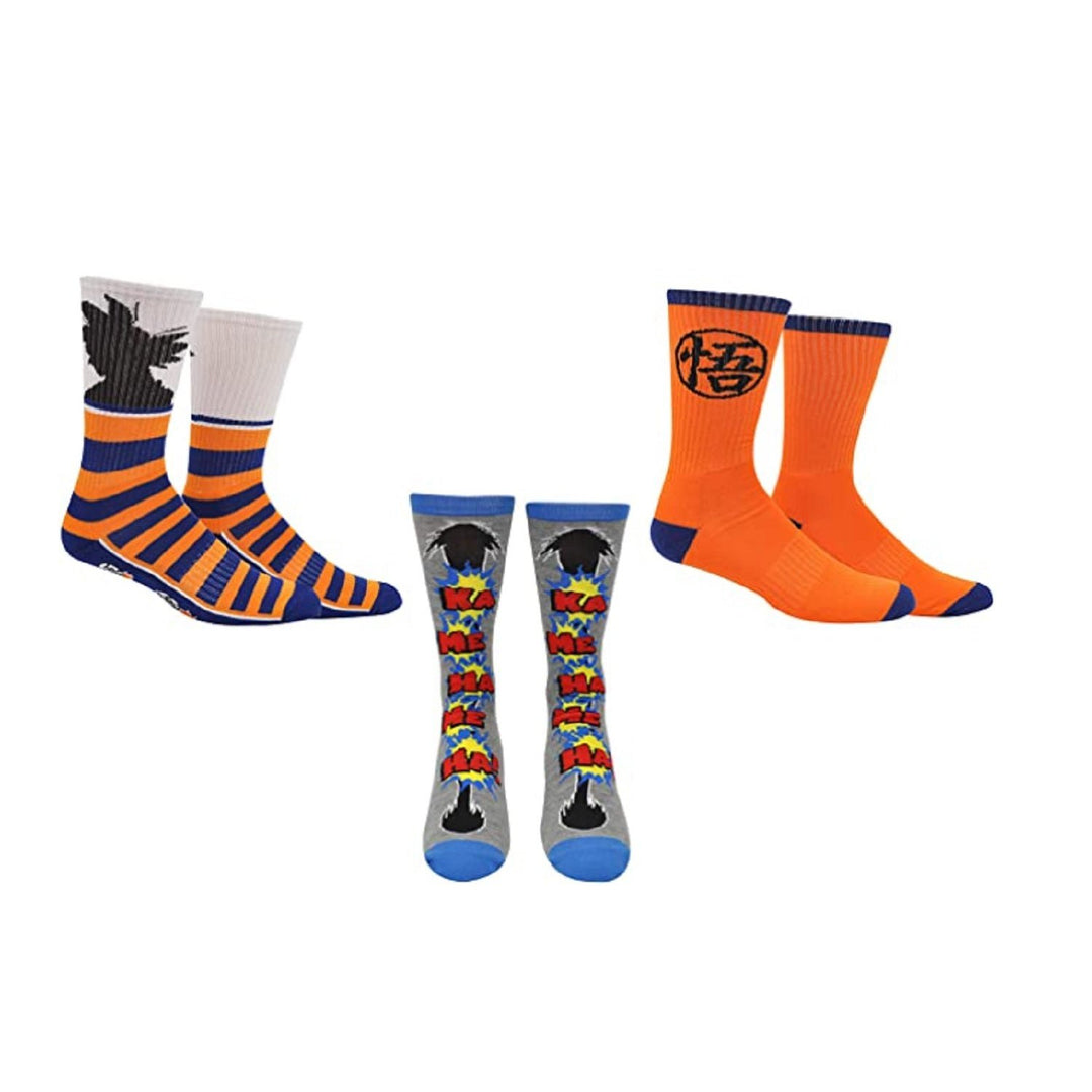 Dragon Ball Super Goku Kame Kamehameha Anime 3 Pack Crew Socks