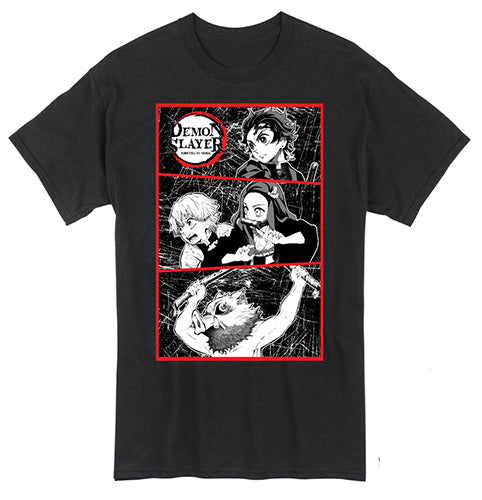 Demon Slayer Group Gritty Panels Anime Adult T-Shirt