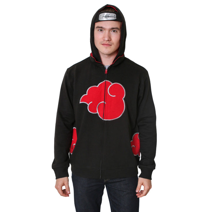 Naruto Shippuden Itachi Akatsuki Hidden Leaf Symbol Cosplay Hoodie With Headband