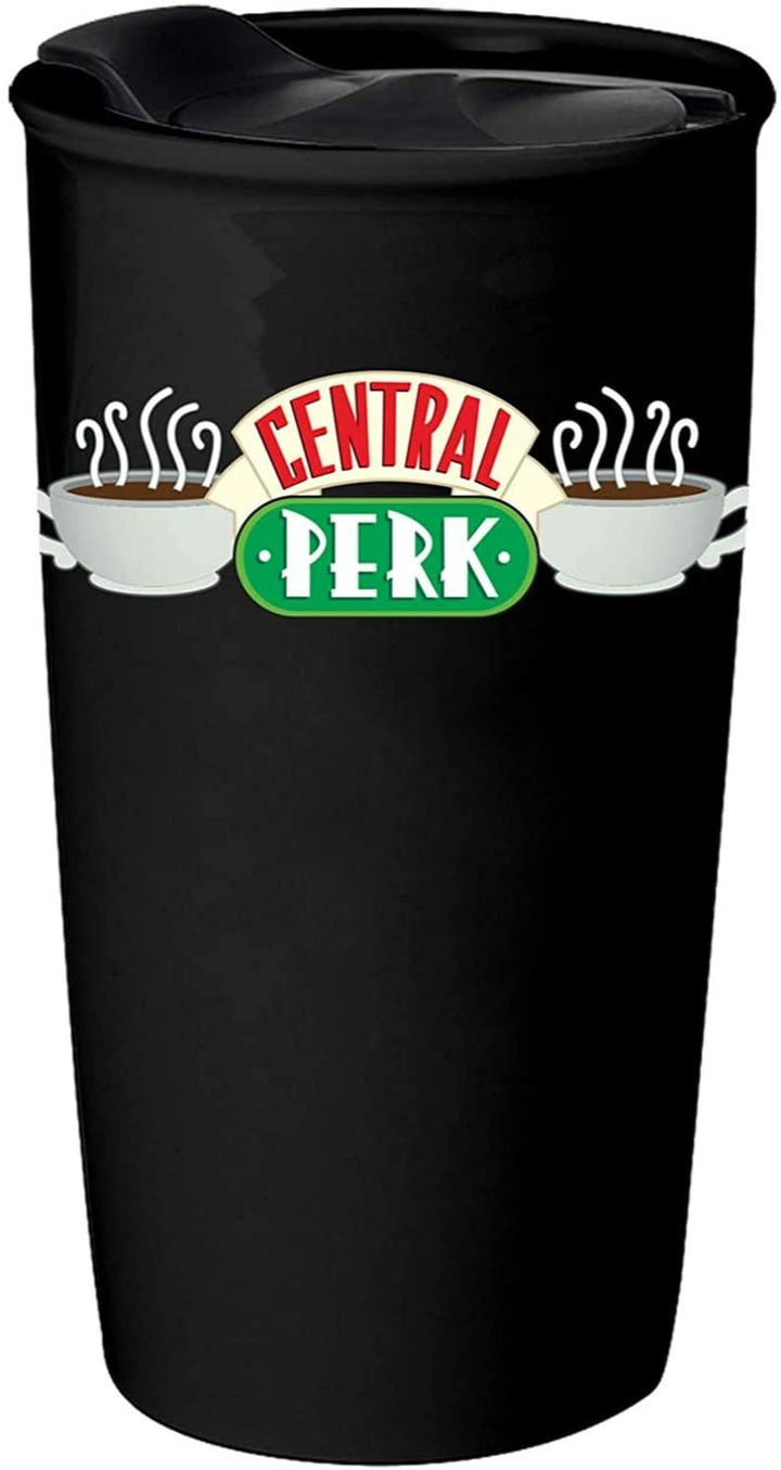 Friends Central Perk Ceramic Travel Coffee Mug with Lid 10 Oz