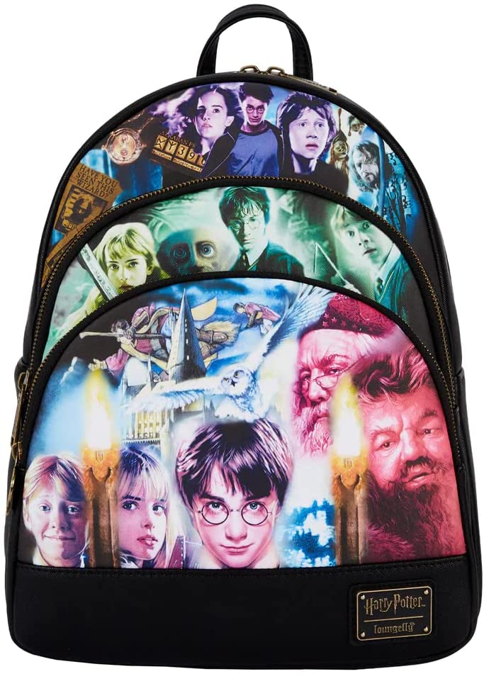 Loungefly Harry Potter Trilogy Triple Pocket Womens Double Strap Shoulder Bag Purse Backpack