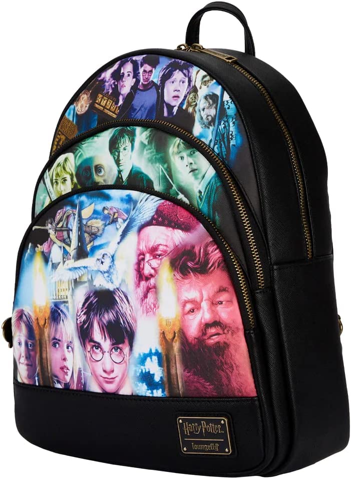 Loungefly Harry Potter Trilogy Triple Pocket Womens Double Strap Shoulder Bag Purse Backpack