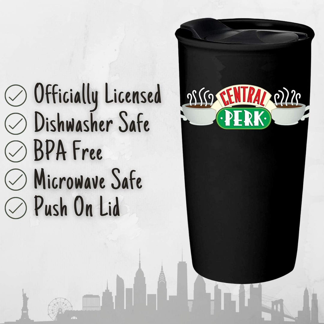 Friends Central Perk Ceramic Travel Coffee Mug with Lid 10 Oz