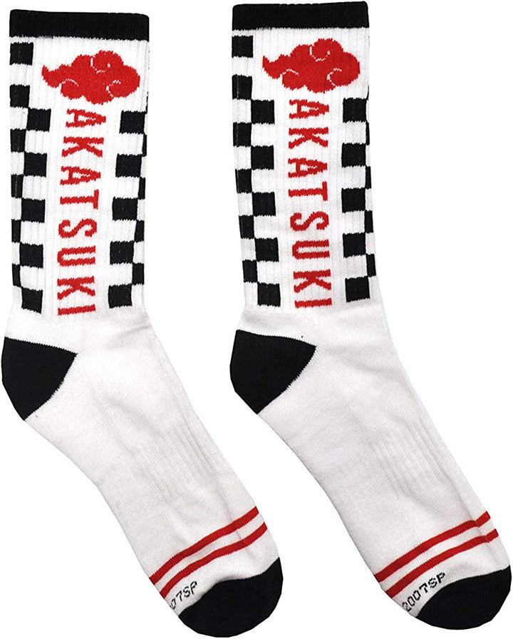 Naruto Shippuden Akasuki Clouds Anime Athletic White Crew Socks