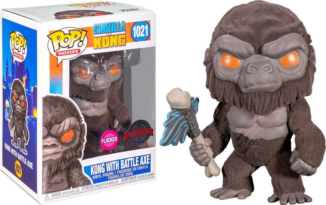 Funko Pop! Godzilla vs Kong Flocked Kong with Battle Axe Exclusive Vinyl Figure