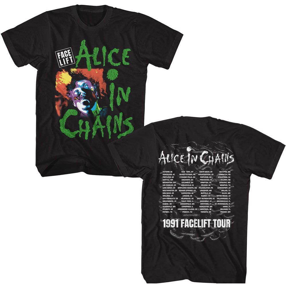 Alice In Chains - Facelift Tour 91 - Front and Back Print Adult T-Shirt