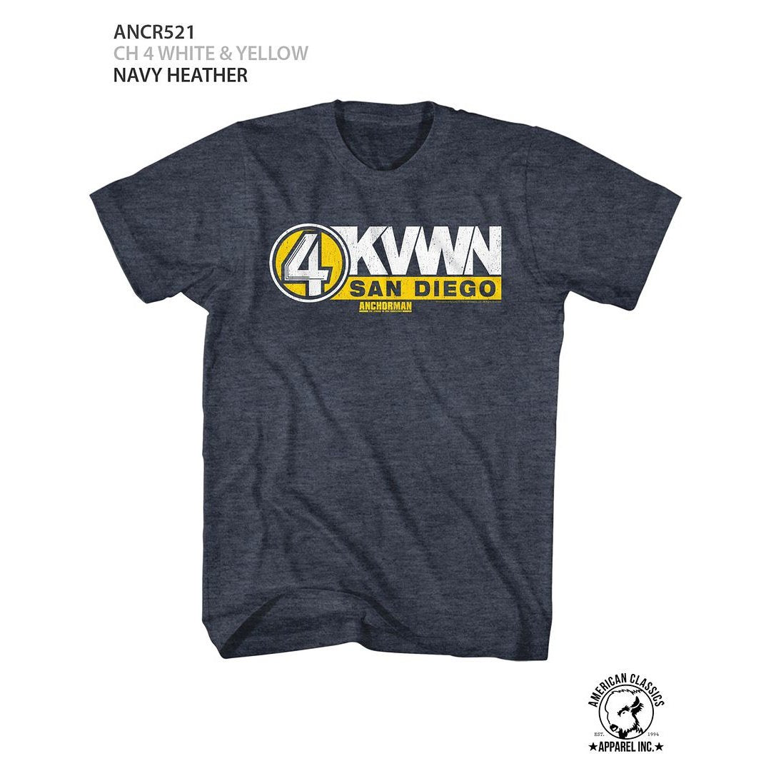 Anchorman - Channel 4 White & Yel - Short Sleeve - Heather - Adult - T-Shirt