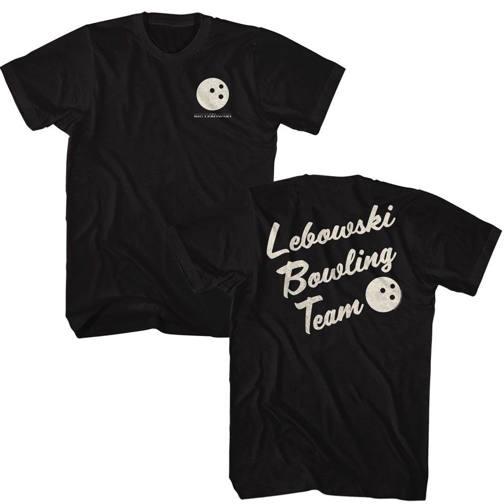 The Big Lebowski Bowling Team 2-Sided Black Solid Adult Short Sleeve T-Shirt