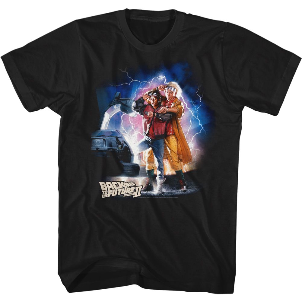 Back To The Future - Mcfly Doc Car Lightning - Short Sleeve - Adult - T-Shirt