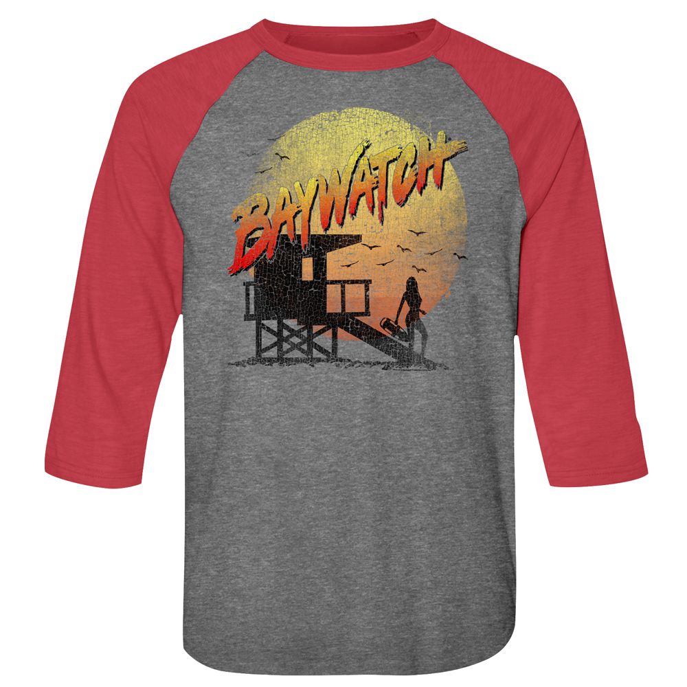 Baywatch - Cracked Up - 3/4 Sleeve - Heather - Adult - Raglan Shirt