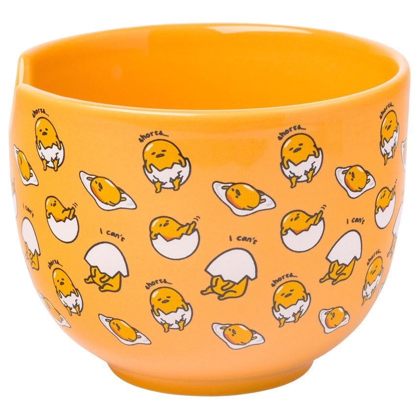 Sanrio Gudetama I Can't Lazy Yellow Egg Ceramic Ramen Noodle Rice Bowl with Chopsticks Microwave Safe 20 Ounces