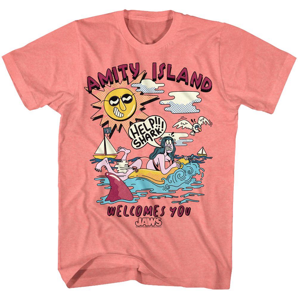 Jaws - Help Shark - Short Sleeve - Heather - Adult - T-Shirt