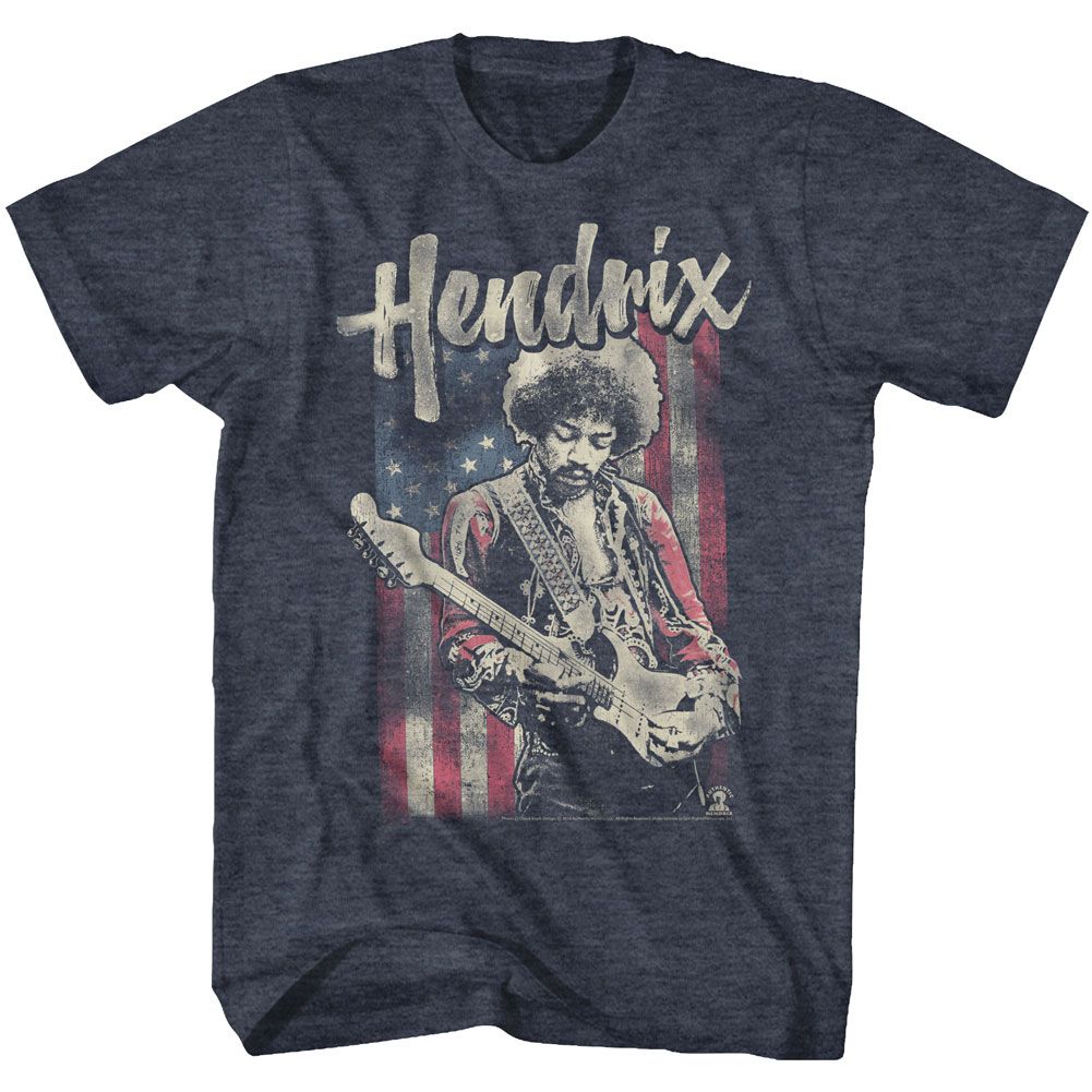 Jimi Hendrix - Flag Hendrix - Short Sleeve - Heather - Adult - T-Shirt