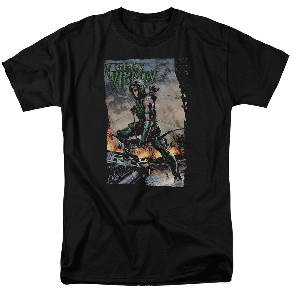 DC Comics - Justice League - Green Arrow Fire And Rain - Adult T-Shirt