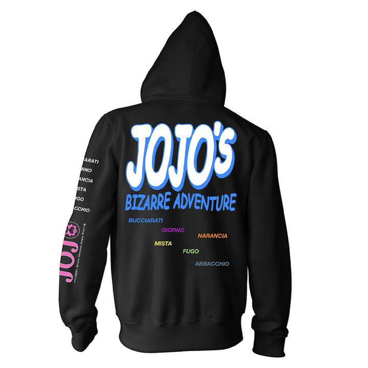 JoJo's Bizarre Adventure Character Bubbles - Front Back & Sleeve Print - Licensed Adult Zip Up Hoodie