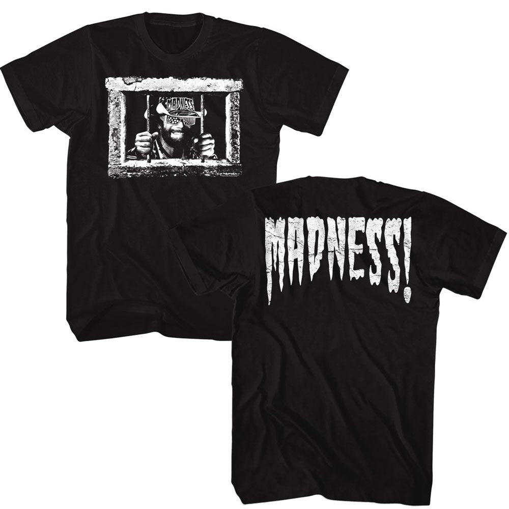 Macho Man Madness Bars Black Solid Adult Short Sleeve T-Shirt