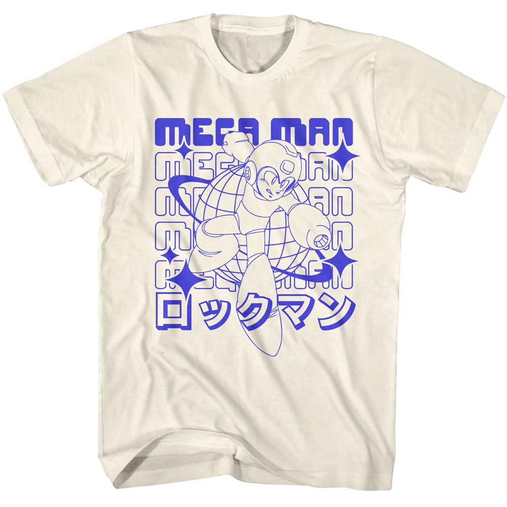 Mega Man 72K Planet Natural Solid Adult Short Sleeve T-Shirt