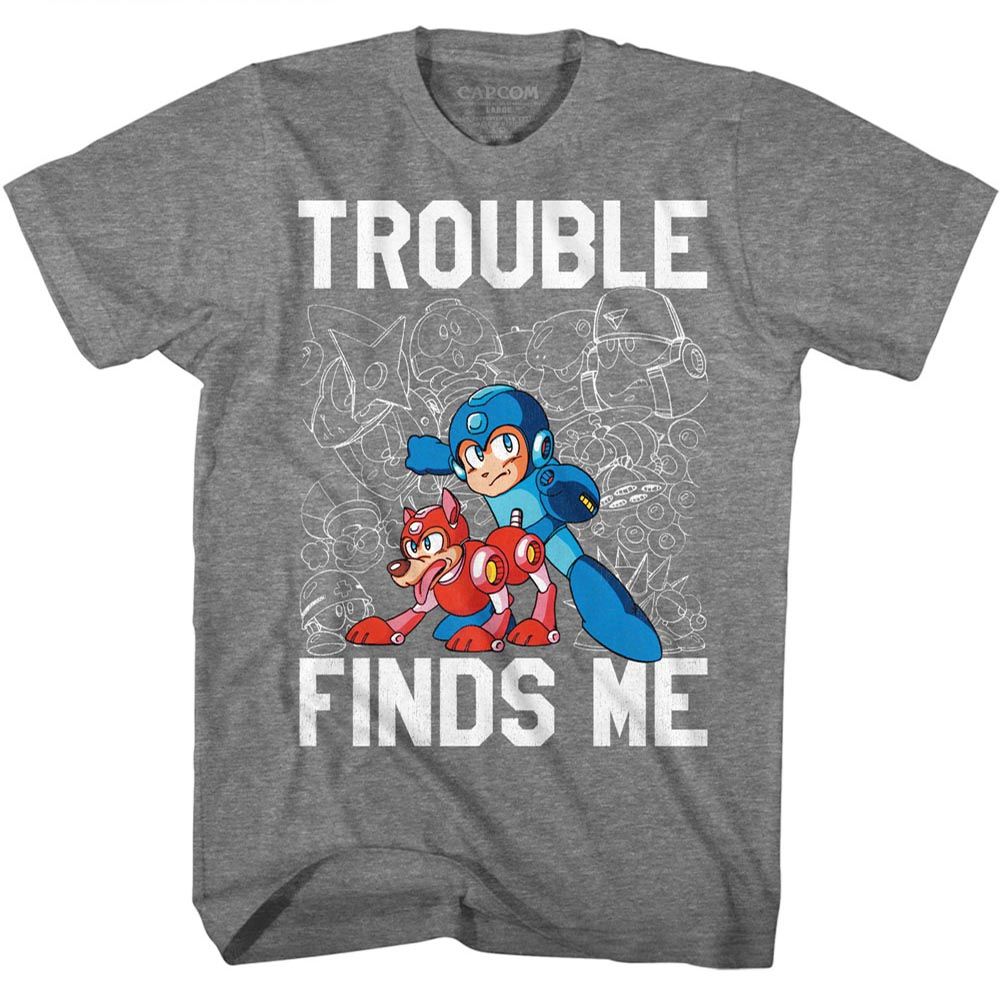 Mega Man - Trouble - Short Sleeve - Heather - Adult - T-Shirt