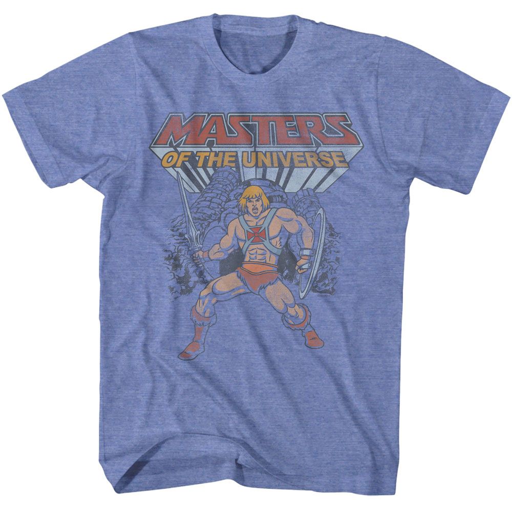 Masters Of The Universe He Man And Grayskull Heather Adult Short Sleeve T-Shirt
