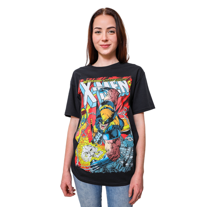 Marvel Comics X-Men Battle Royale: Wolverine vs Ghost Rider Adult T-Shirt