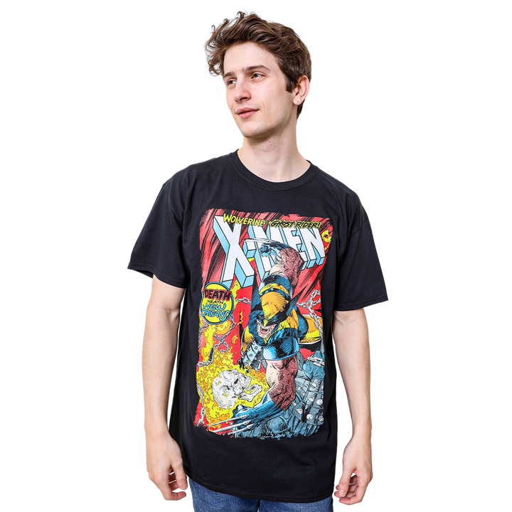 Marvel Comics X-Men Battle Royale: Wolverine vs Ghost Rider Adult T-Shirt