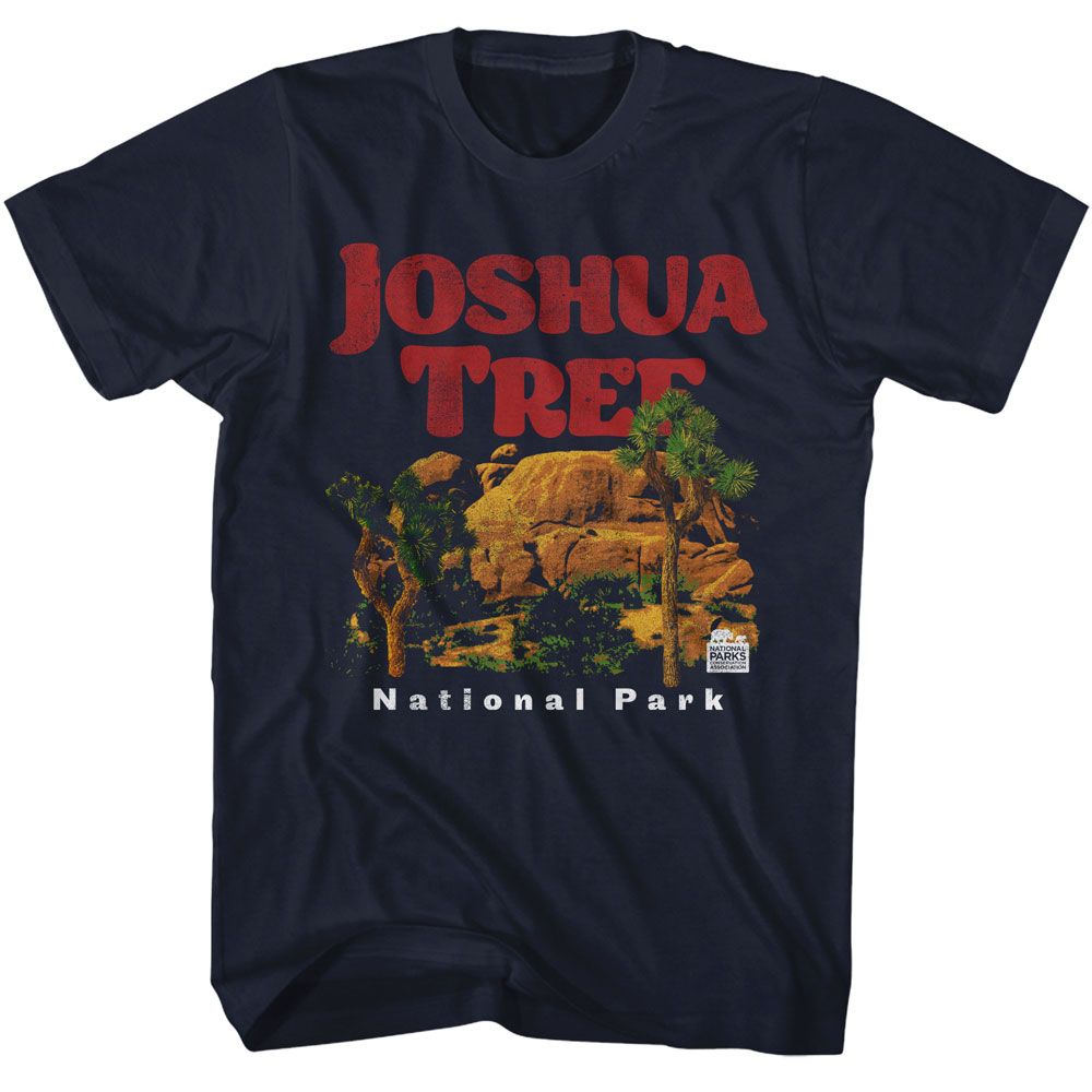 National Parks - Joshua Trees And Rocks - Blue Short Sleeve Adult T-Shirt