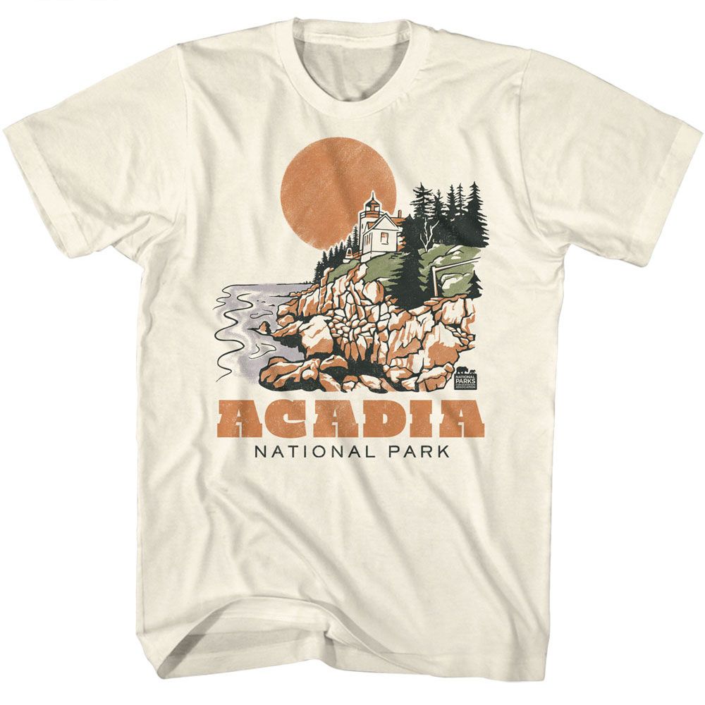 National Parks - Acadia Drawn Lighthouse - Off-White Short Sleeve Adult T-Shirt