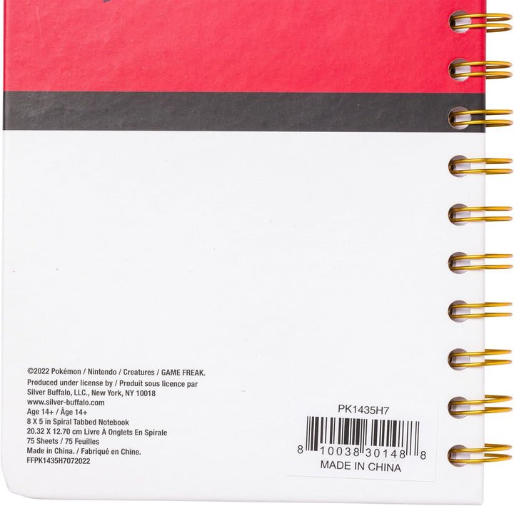 Pokemon Pokeball Starters Spiral Tabbed Notebook 8 x 5 Inches