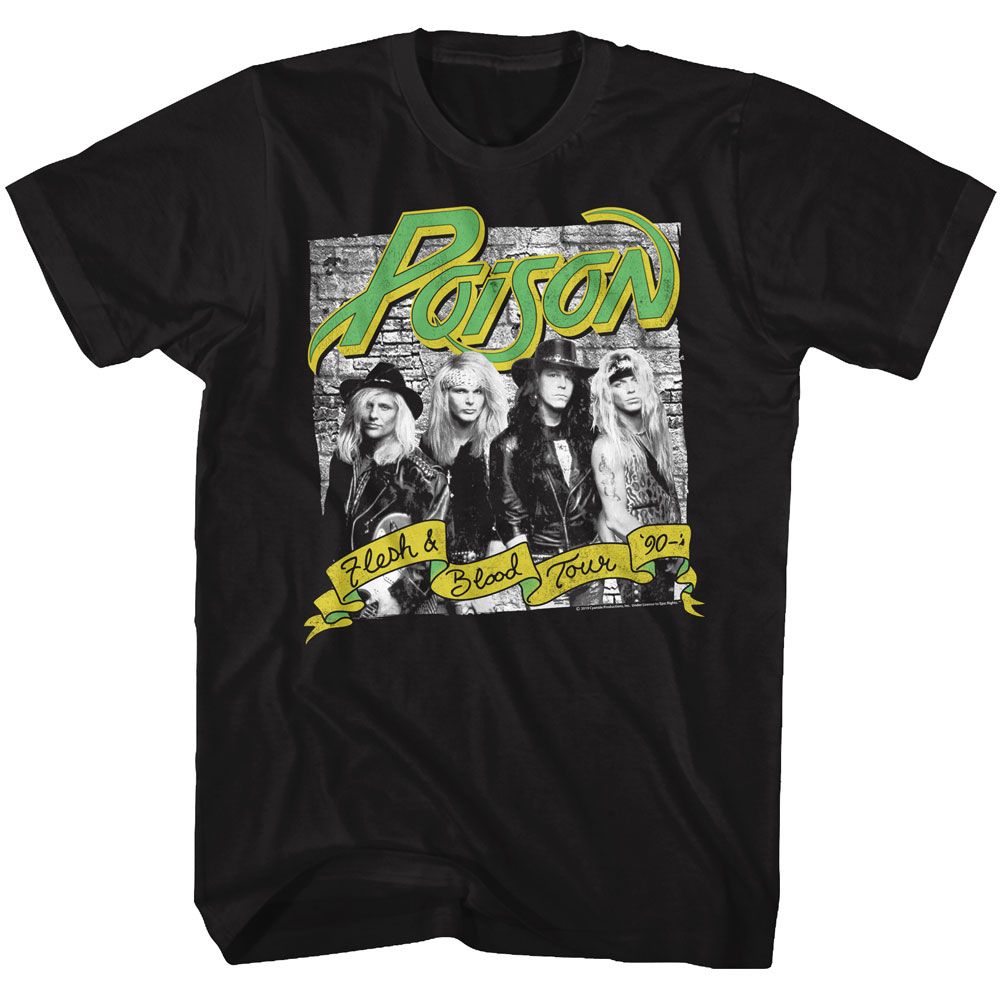 Poison - Flesh Blood Banner - Short Sleeve - Adult - T-Shirt