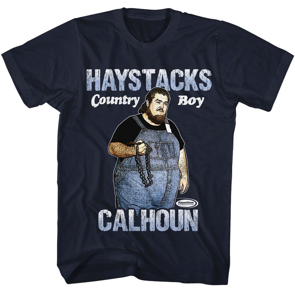 Powertown - Haystacks Calhoun - Blue Front Print Short Sleeve Adult T-Shirt