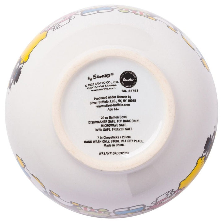 Sanrio Hello Kitty and Friends Rainbow Ceramic Ramen Rice Bowl with Chopsticks Microwave Safe 20 Ounces