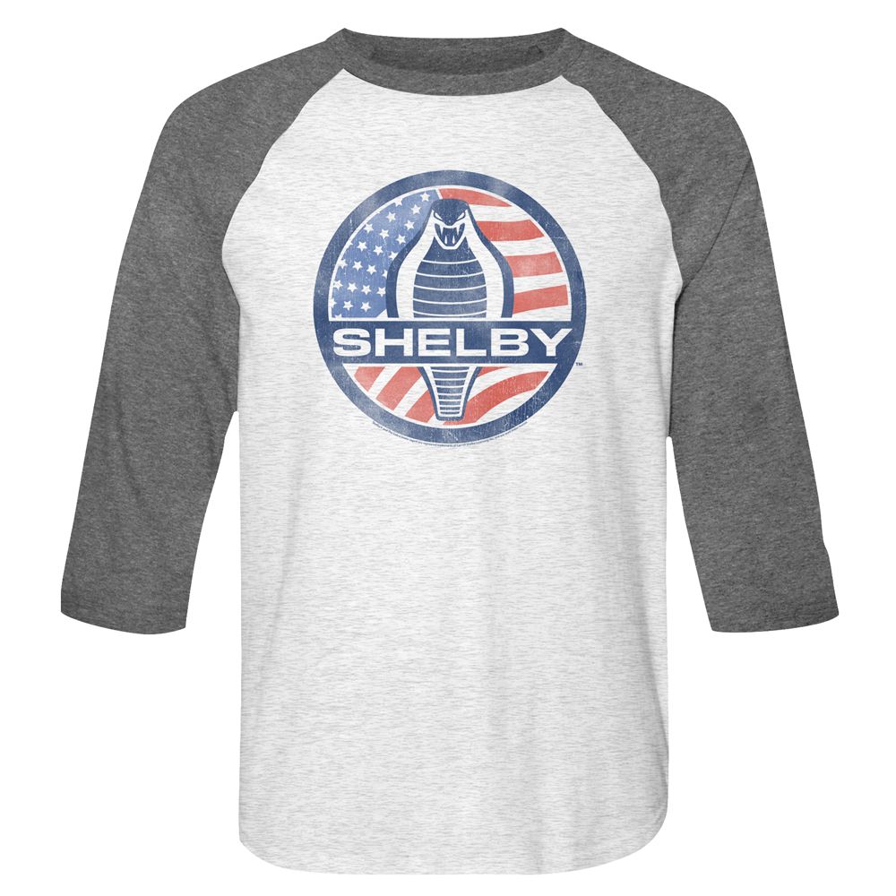Carroll Shelby - Flag Logo - 3/4 Sleeve - Heather - Adult - Raglan Shirt