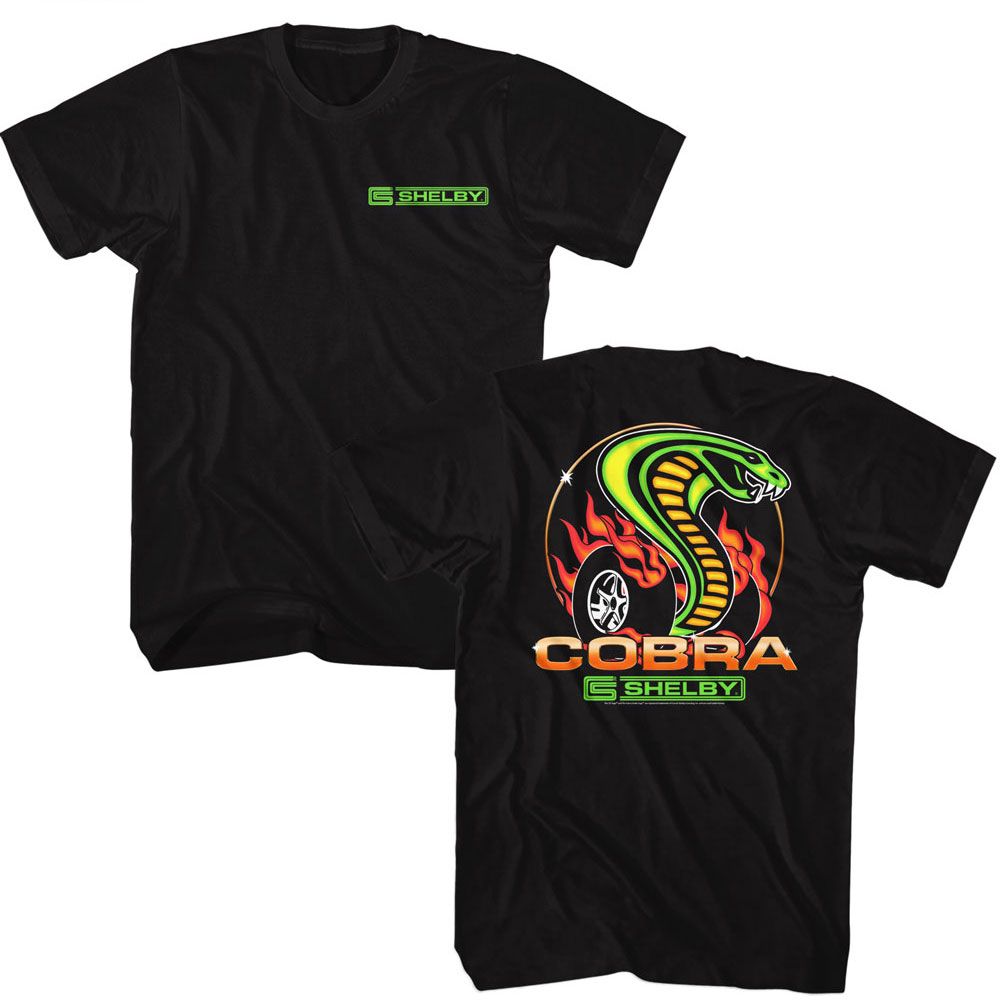 Carroll Shelby Dragon Snake 2-Sided Print Black Solid Adult Short Sleeve T-Shirt