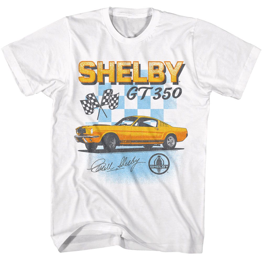 Carroll Shelby Gt 350 White Solid Adult Short Sleeve T-Shirt